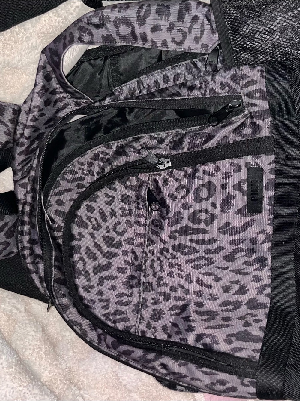 PINK Victoria's Secret Purple Leopard Print Backpack